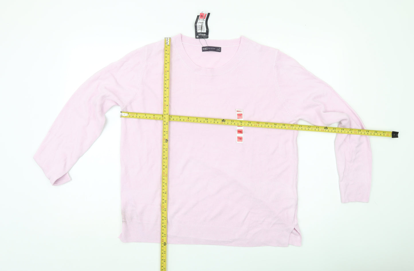 Marks and Spencer Women Pink Size 18 Crew Neck Acrylic Jumper