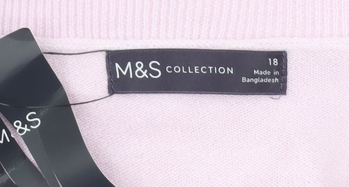 Marks and Spencer Women Pink Size 18 Crew Neck Acrylic Jumper