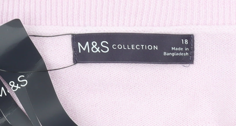 Marks and Spencer Women Pink Size 18 Crew Neck Acrylic Jumper