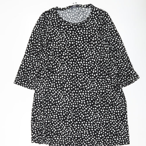 Studio Womens Black Polka Dot Tunic Blouse Size 12 Viscose 3/4 Sleeve