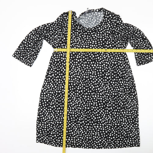 Studio Womens Black Polka Dot Tunic Blouse Size 12 Viscose 3/4 Sleeve