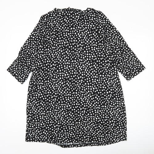 Studio Womens Black Polka Dot Tunic Blouse Size 12 Viscose 3/4 Sleeve