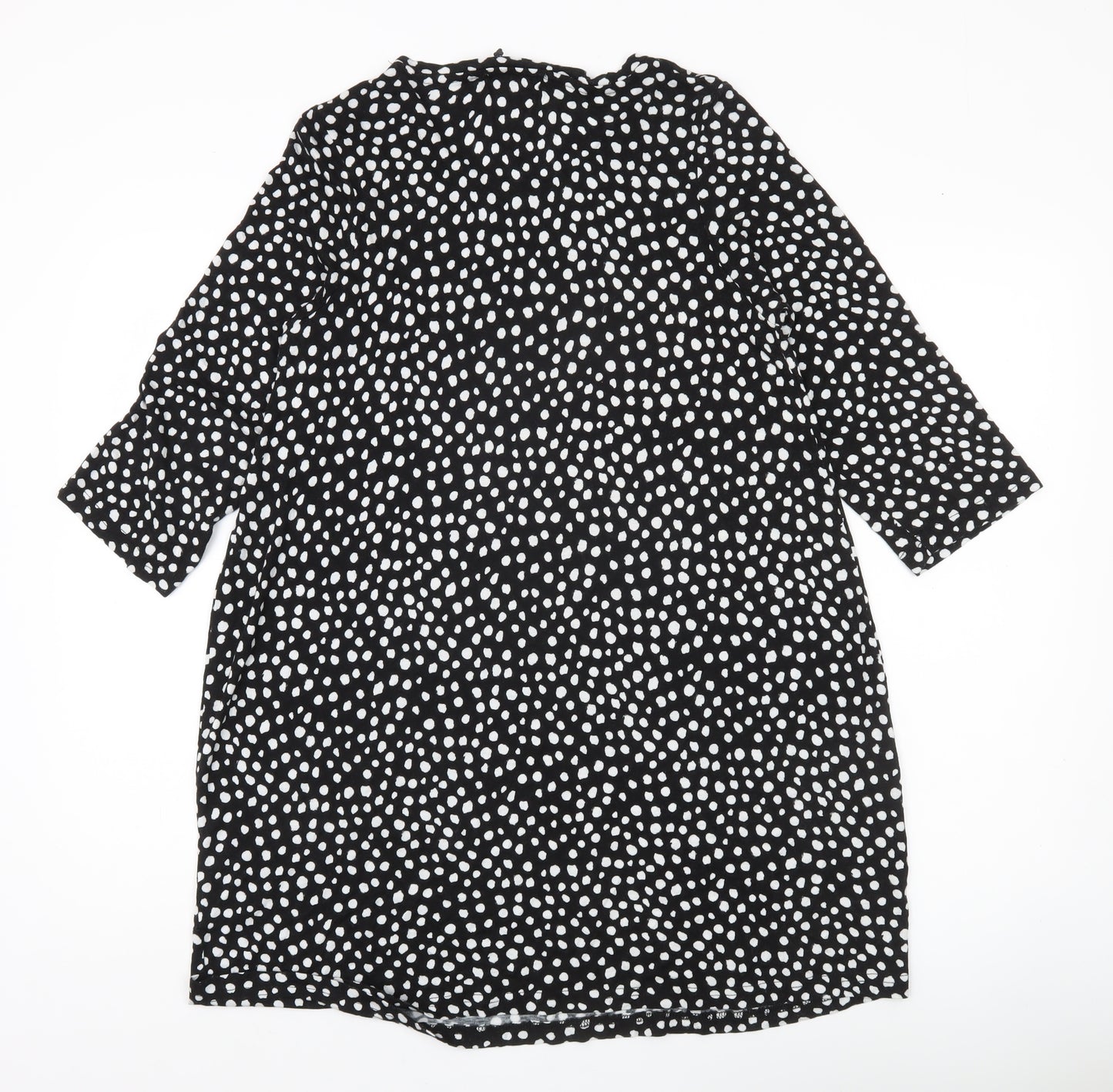 Studio Womens Black Polka Dot Tunic Blouse Size 12 Viscose 3/4 Sleeve