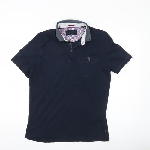 Ted Baker Men's Blue Slim Fit Polo Shirt Size L Cotton Casual
