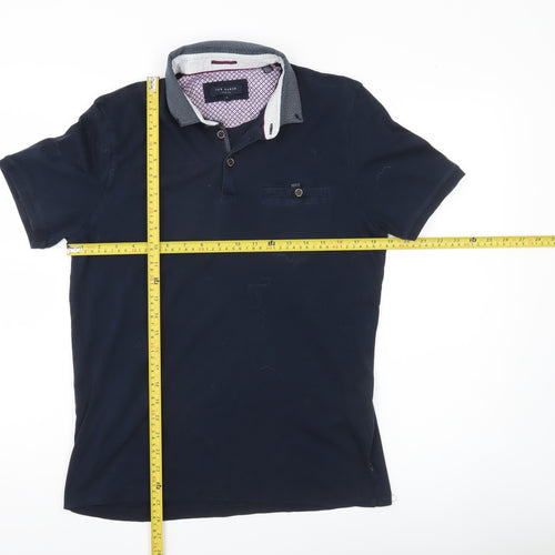 Ted Baker Men's Blue Slim Fit Polo Shirt Size L Cotton Casual