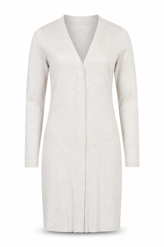 Collusion Women Beige UK 6 Shirt Dress Long Sleeve V-Neck