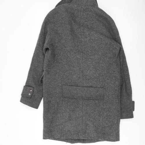 Warehouse Women Grey Wool Blend Overcoat UK 6 Zip Pockets Lined