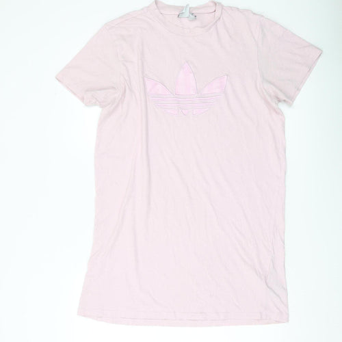 Adidas Womens Pink Cotton T-Shirt Dress Size 14 Casual Sportswear