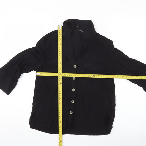 H&M Divided Women’s Black Button-Up Shirt Size 6 Viscose 3/4 Sleeve