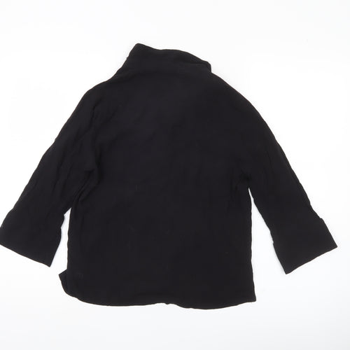 H&M Divided Women’s Black Button-Up Shirt Size 6 Viscose 3/4 Sleeve