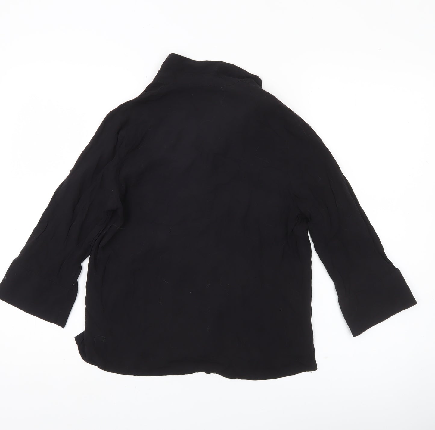 H&M Divided Women’s Black Button-Up Shirt Size 6 Viscose 3/4 Sleeve