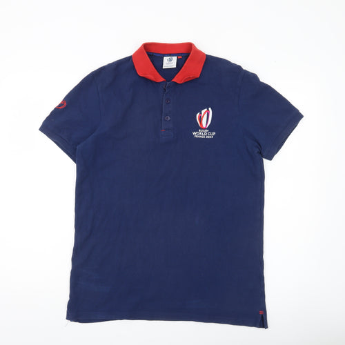 Rugby World Cup France 2023 Men’s Blue Polo Shirt L Cotton