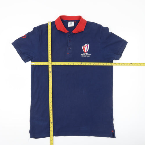 Rugby World Cup France 2023 Men’s Blue Polo Shirt L Cotton