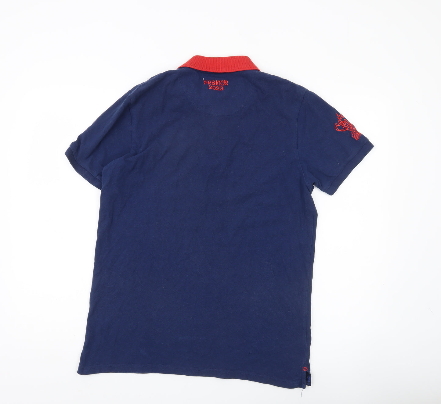 Rugby World Cup France 2023 Men’s Blue Polo Shirt L Cotton