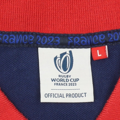 Rugby World Cup France 2023 Men’s Blue Polo Shirt L Cotton