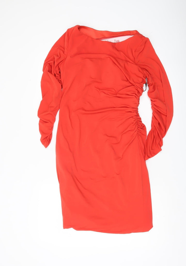 Mascara Women’s Red Sequin Ruched Bodycon Dress Size 10