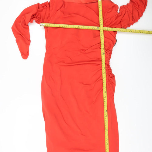 Mascara Women’s Red Sequin Ruched Bodycon Dress Size 10
