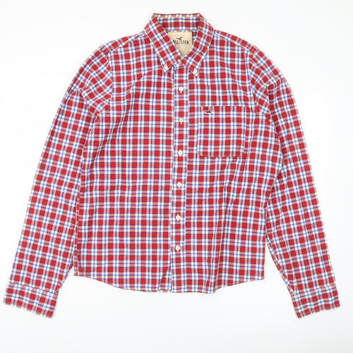 Hollister Men’s Red Check Woven Cotton Button-Up Shirt XL