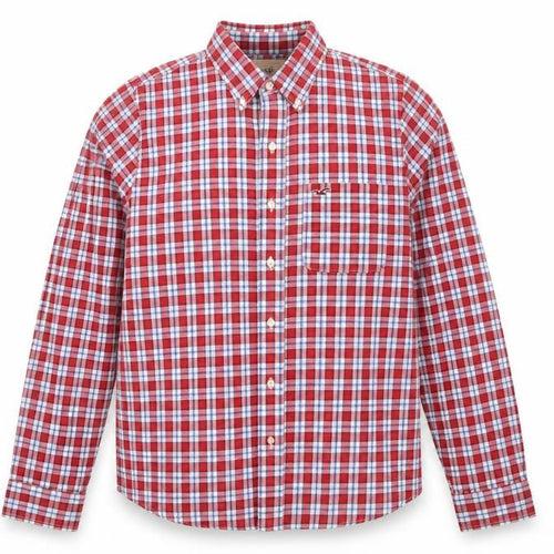 Hollister Men’s Red Check Woven Cotton Button-Up Shirt XL