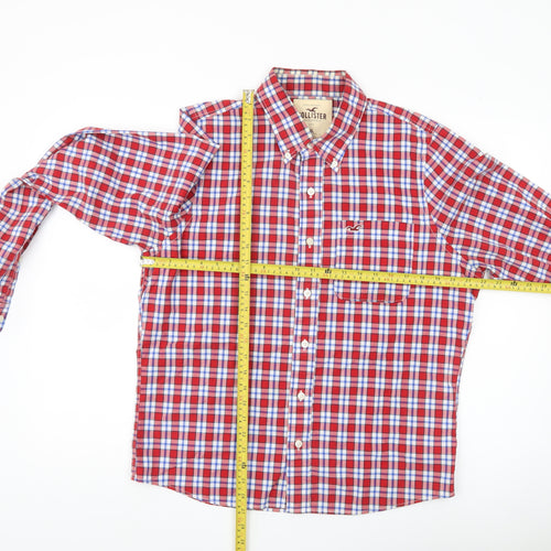 Hollister Men’s Red Check Woven Cotton Button-Up Shirt XL