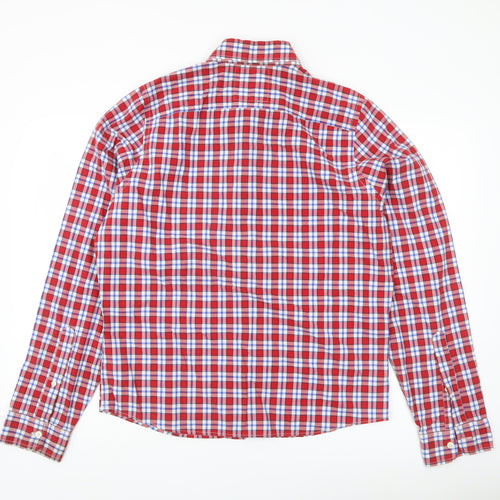 Hollister Men’s Red Check Woven Cotton Button-Up Shirt XL