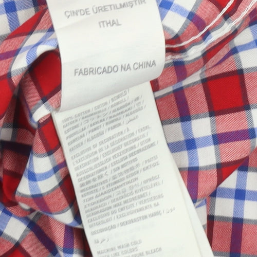 Hollister Men’s Red Check Woven Cotton Button-Up Shirt XL