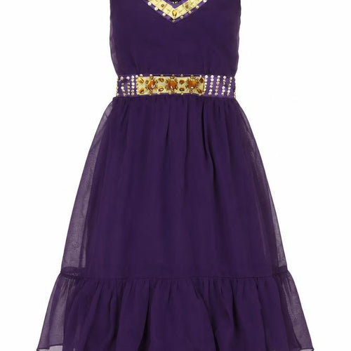 Pussycat London Women’s Purple A-Line V-Neck Knee Length Dress S