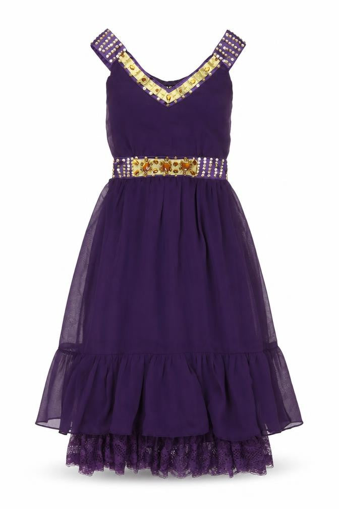Pussycat London Women’s Purple A-Line V-Neck Knee Length Dress S