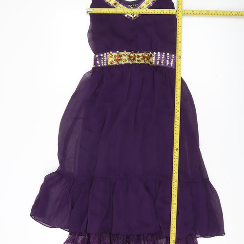 Pussycat London Women’s Purple A-Line V-Neck Knee Length Dress S