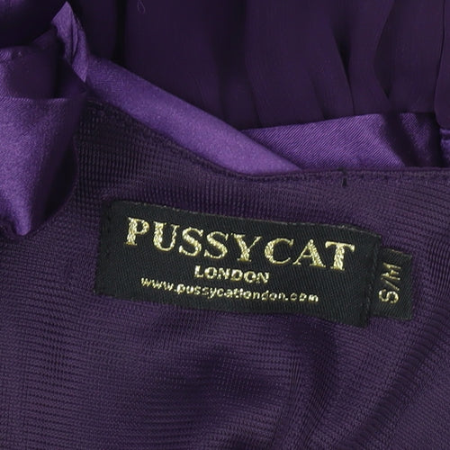 Pussycat London Women’s Purple A-Line V-Neck Knee Length Dress S