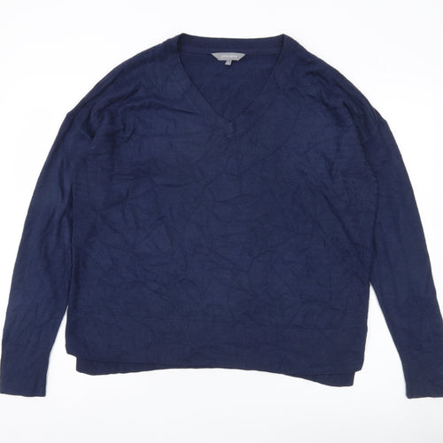 Principles Womens Blue V-Neck Long Sleeve Pullover Jumper Size 16