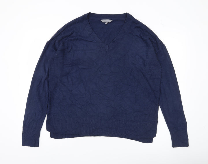 Principles Womens Blue V-Neck Long Sleeve Pullover Jumper Size 16