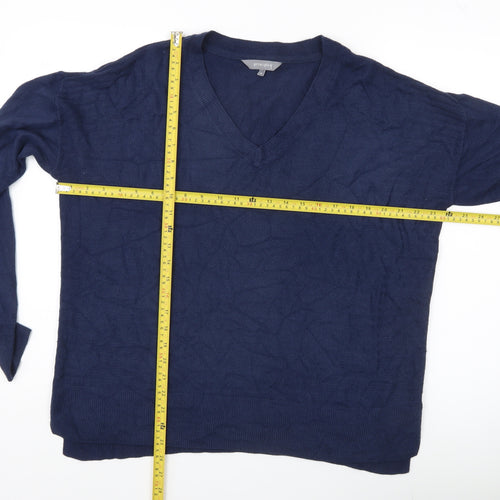 Principles Womens Blue V-Neck Long Sleeve Pullover Jumper Size 16