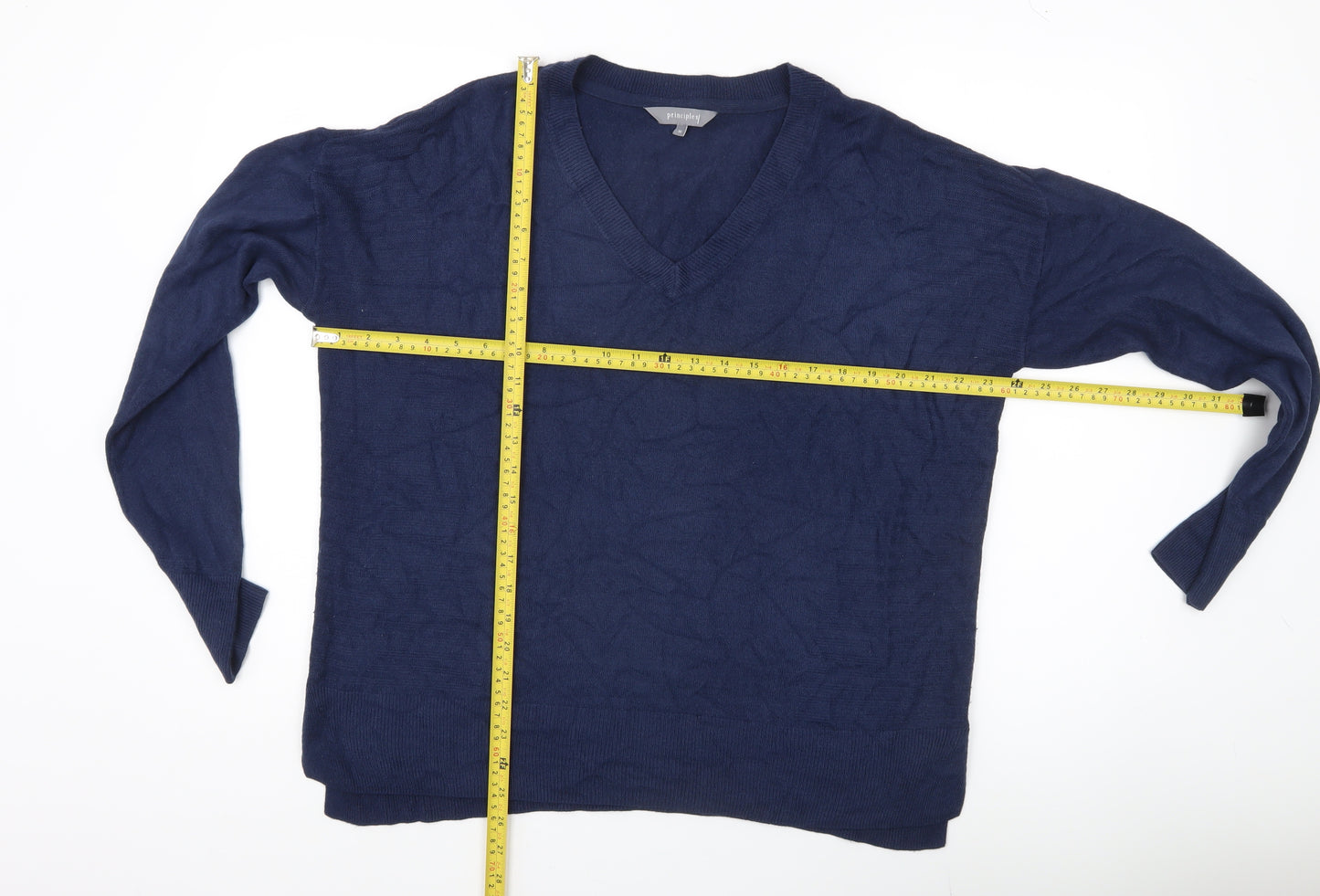 Principles Womens Blue V-Neck Long Sleeve Pullover Jumper Size 16