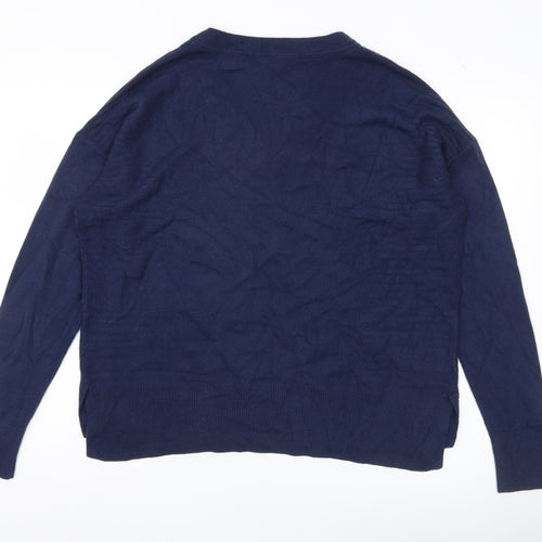 Principles Womens Blue V-Neck Long Sleeve Pullover Jumper Size 16