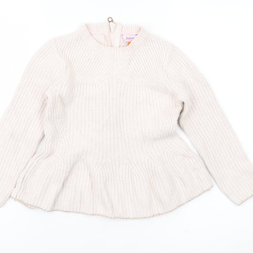 Baker by Ted Baker Girls Ivory Knit Jumper Age 6Y Long Sleeve Pullover