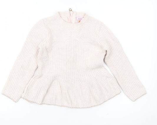Baker by Ted Baker Girls Ivory Knit Jumper Age 6Y Long Sleeve Pullover