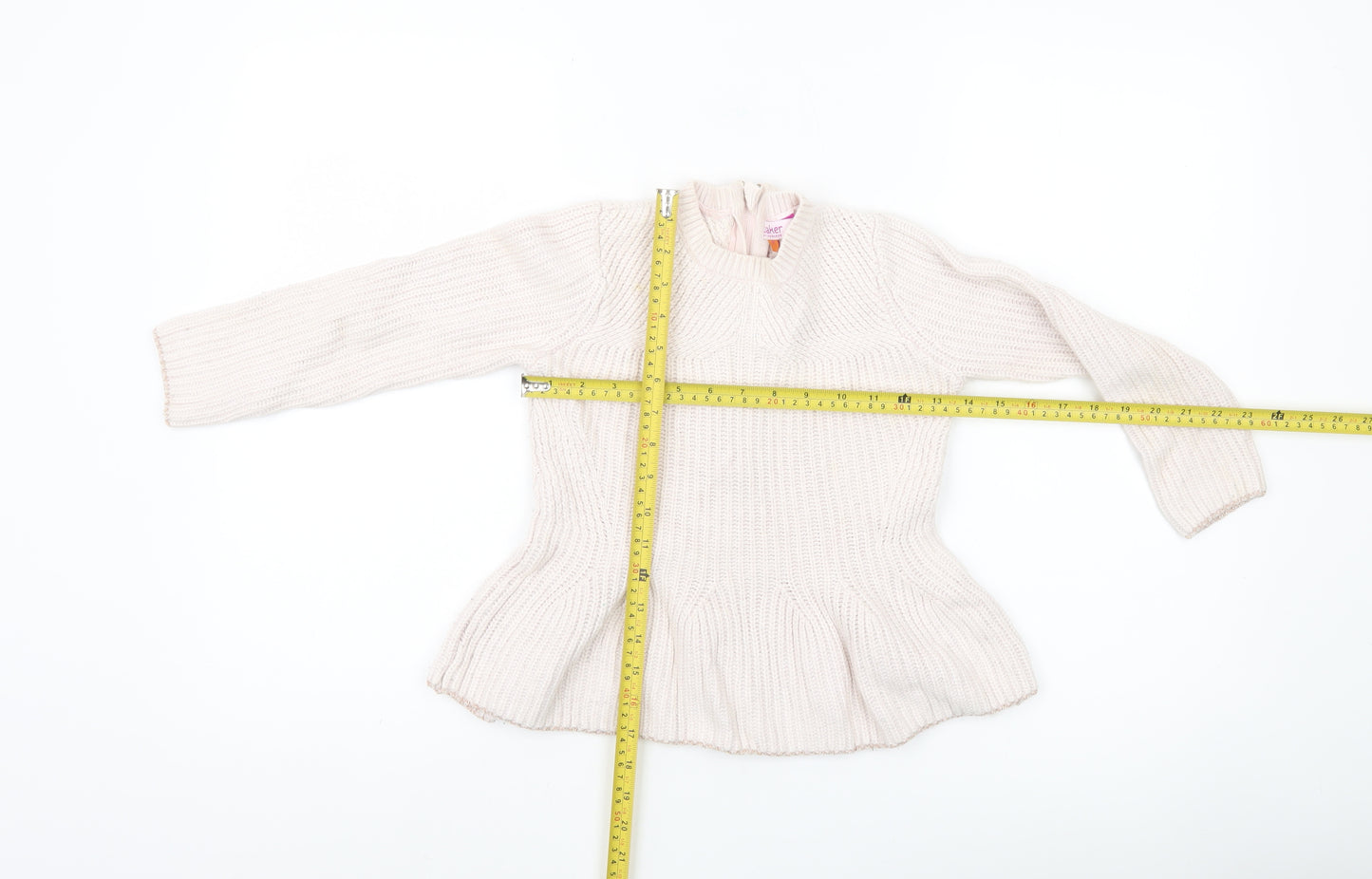 Baker by Ted Baker Girls Ivory Knit Jumper Age 6Y Long Sleeve Pullover