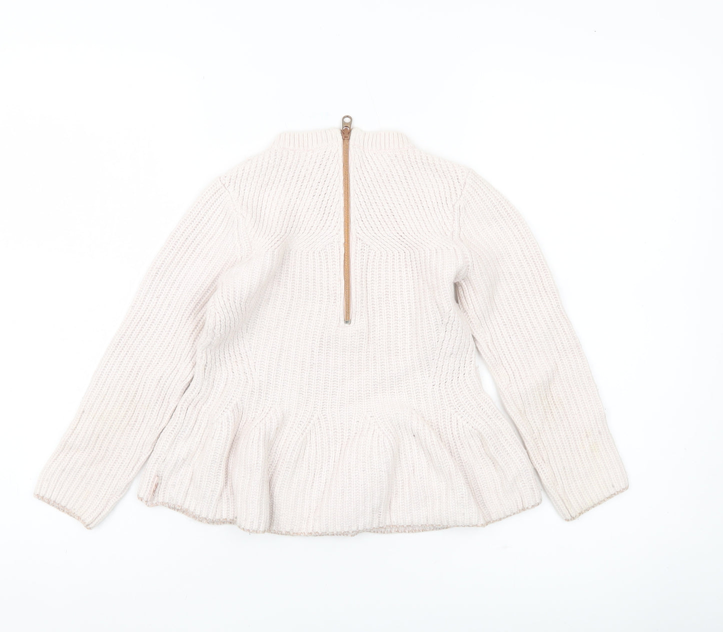 Baker by Ted Baker Girls Ivory Knit Jumper Age 6Y Long Sleeve Pullover