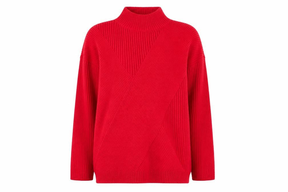 Wallis Women’s Red Mock Neck Ribbed Knit Jumper Size M