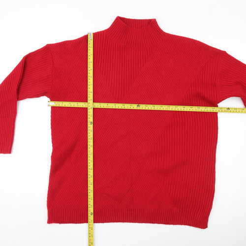 Wallis Women’s Red Mock Neck Ribbed Knit Jumper Size M
