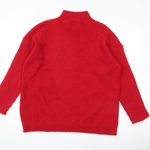 Wallis Women’s Red Mock Neck Ribbed Knit Jumper Size M