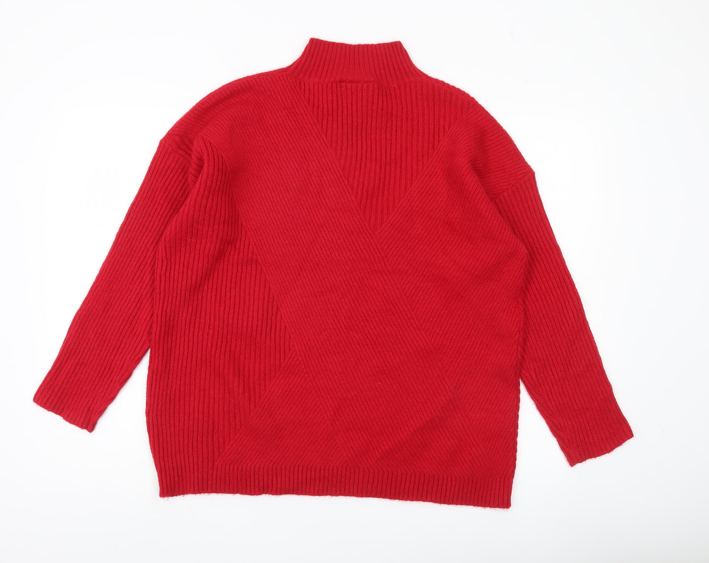 Wallis Women’s Red Mock Neck Ribbed Knit Jumper Size M
