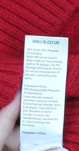 Wallis Women’s Red Mock Neck Ribbed Knit Jumper Size M