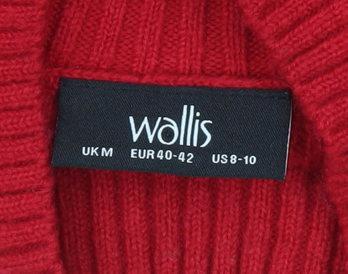 Wallis Women’s Red Mock Neck Ribbed Knit Jumper Size M