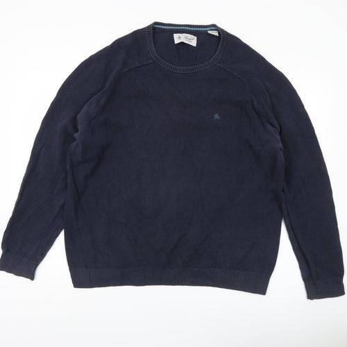 Penguin Men’s Blue XL Cotton Crew Neck Pullover Jumper