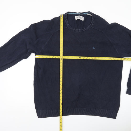 Penguin Men’s Blue XL Cotton Crew Neck Pullover Jumper