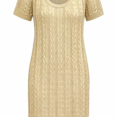 Aftershock London Women’s Gold Short Jumper Dress Size S Scoop Neck