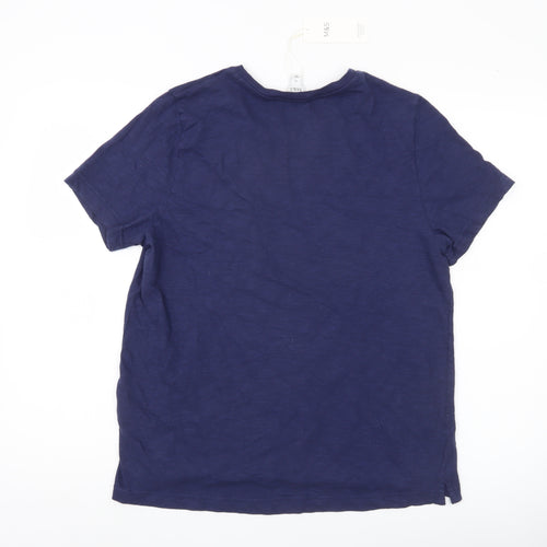 Marks and Spencer Women’s Blue Cotton T-Shirt Size 12 Short Sleeve
