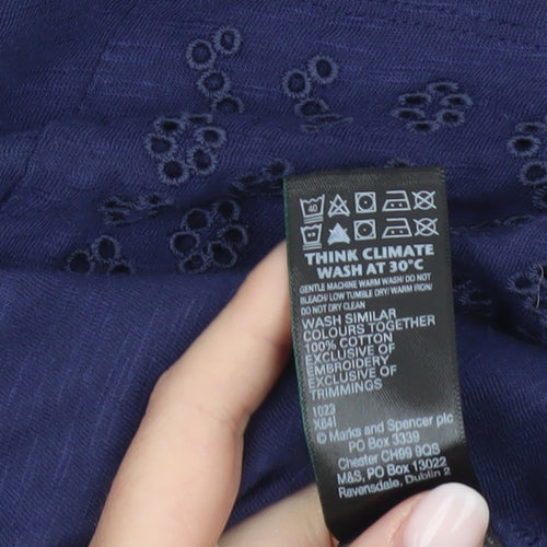 Marks and Spencer Women’s Blue Cotton T-Shirt Size 12 Short Sleeve
